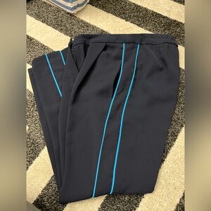 Topshop Navy Blue Trousers with Blue Stripes
